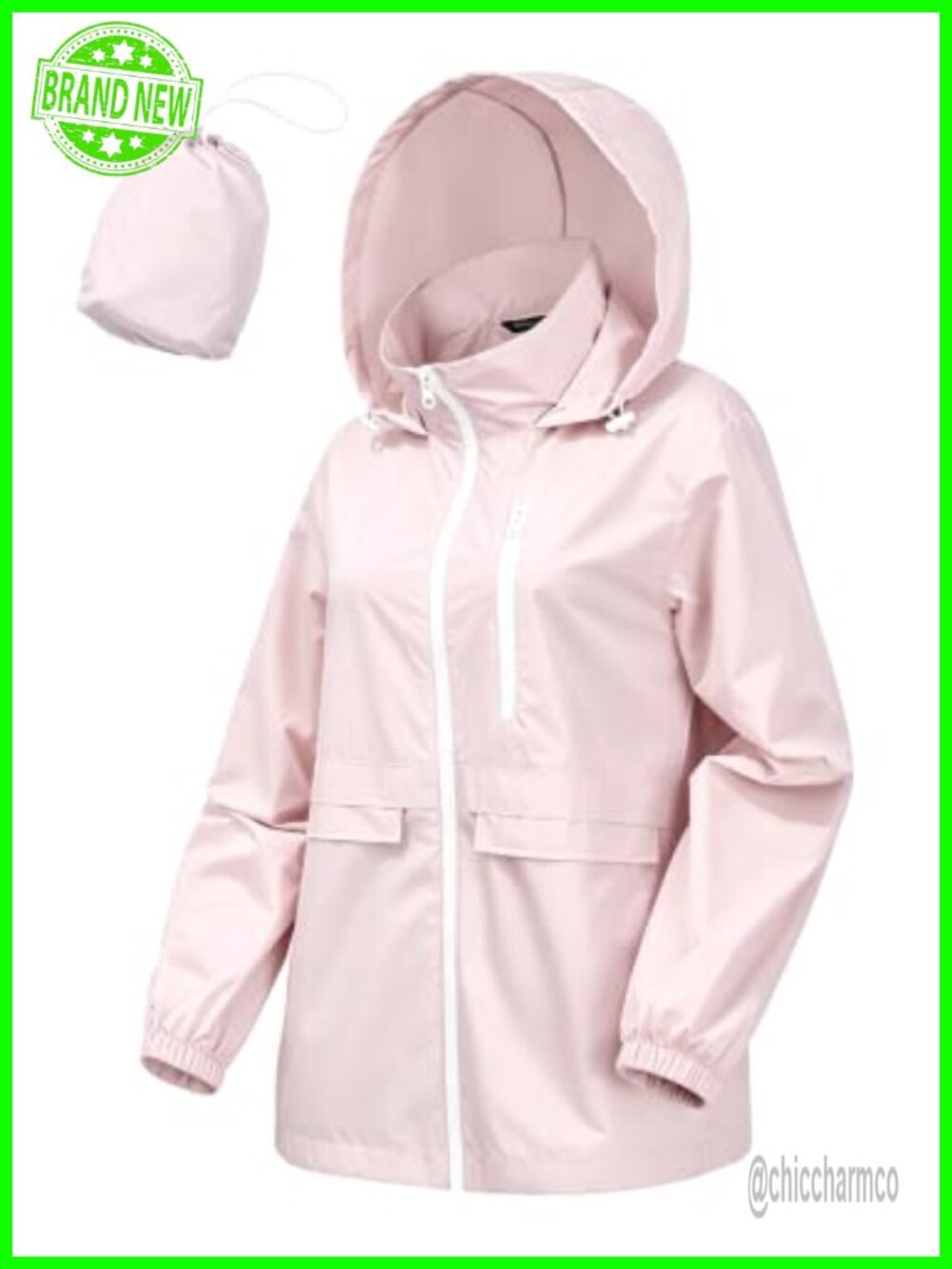 CRIPOM Packable Waterproof Rain Jacket Women Lightweight Windbreaker with Hood